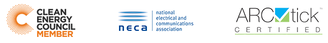 Clean Energy Council Member (CEC), National Electrical and Communications Association Member (NECA), ARC Tick Certified